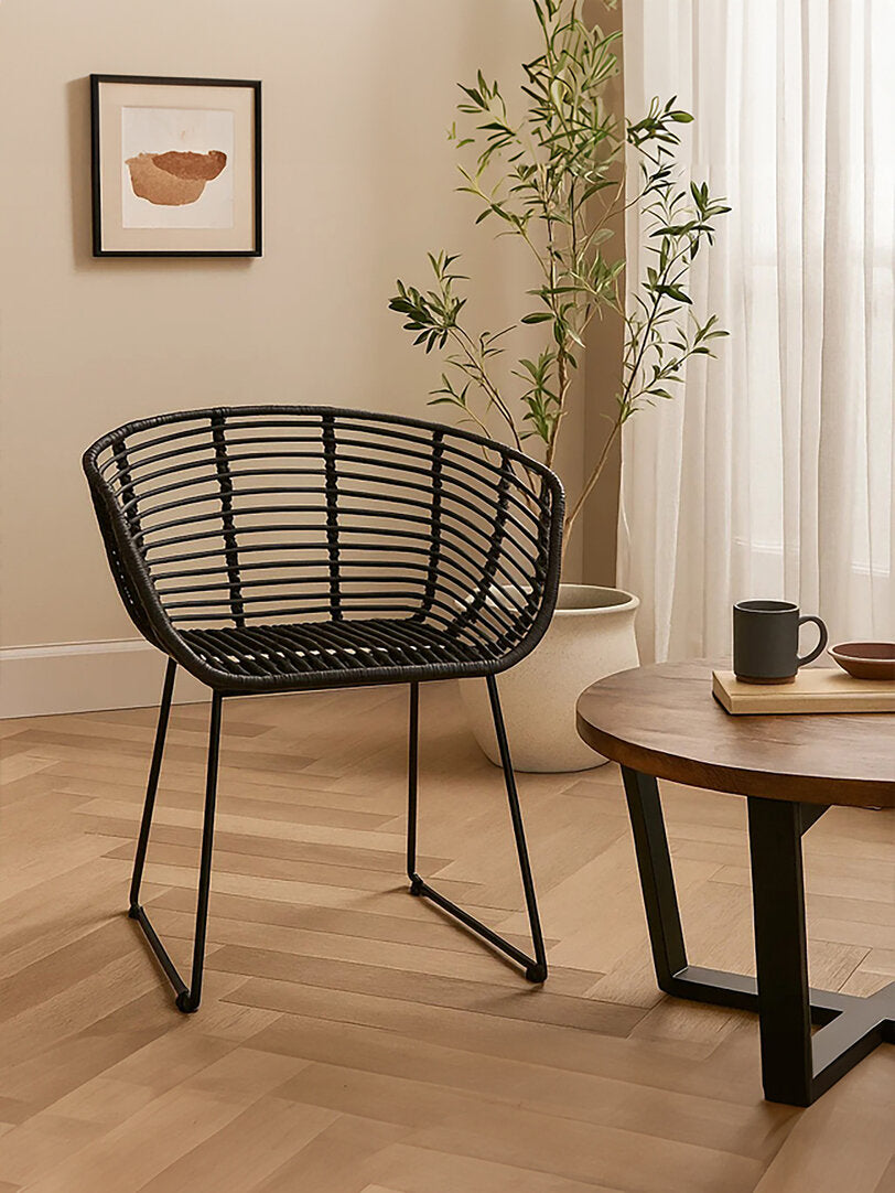 Hudson Black Natural Rattan Chair
