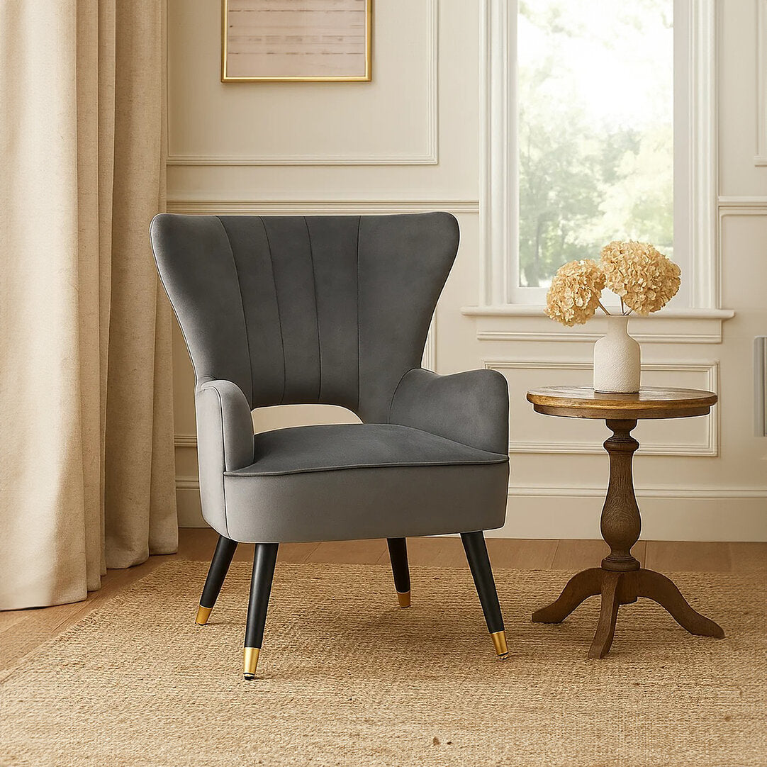 Bristol Grey Velvet Armchair