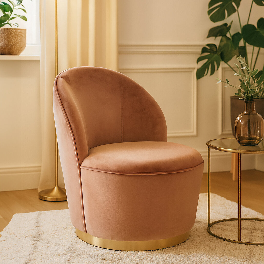 Devon Dusty Pink Velvet Gold Base Chair
