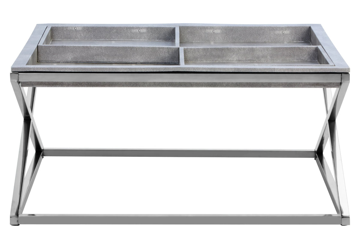 Ashbourne Grey Shagreen Effect Tray Coffee Table