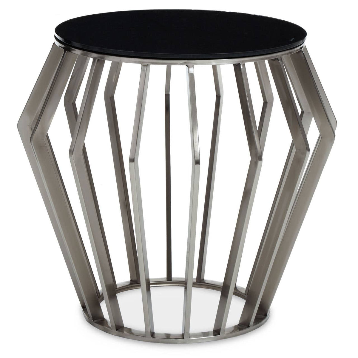 Monaco Large Round Side Table with Black Glass
