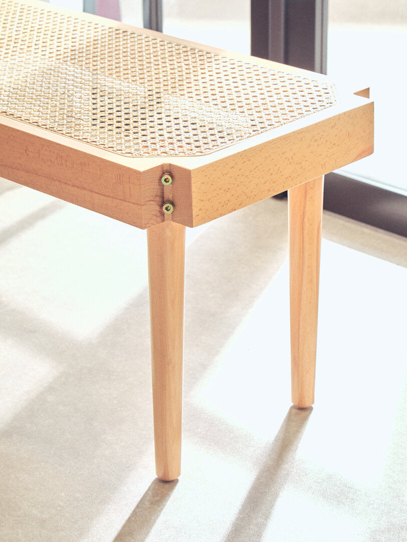 Stirling Natural Cane and Beech Wood Bench