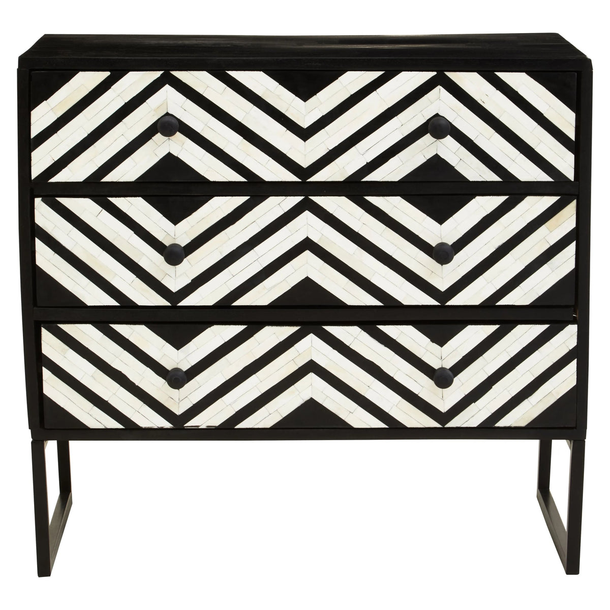 Porto Three Drawer Chest with Bone Inlay