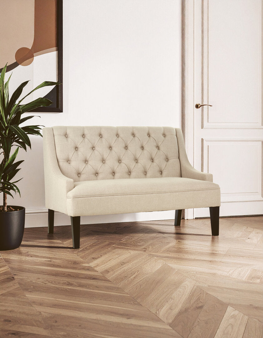 Lisbon High Back Natural Linen Bench