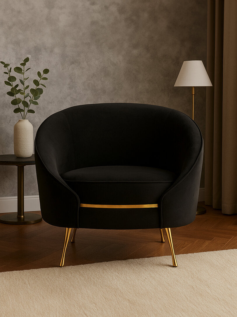 Penzance Black Velvet Armchair