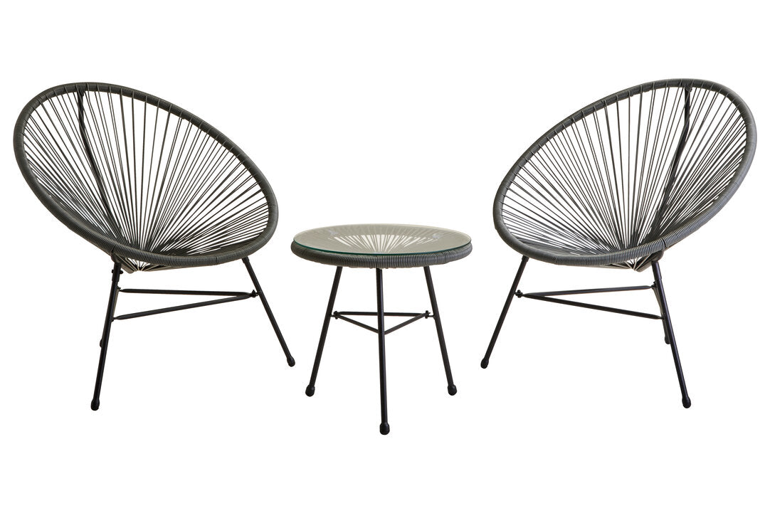 York Grey 3 Piece Rattan Patio Set