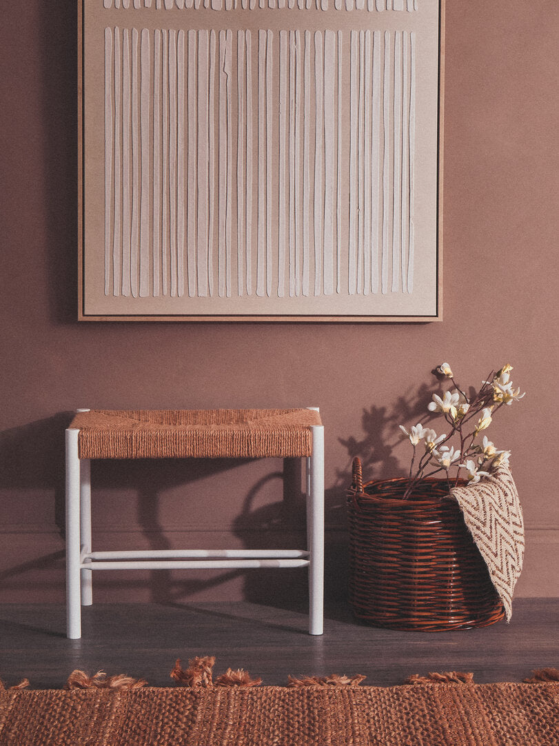 Harrogate Small Natural Rope and White Wood Bench