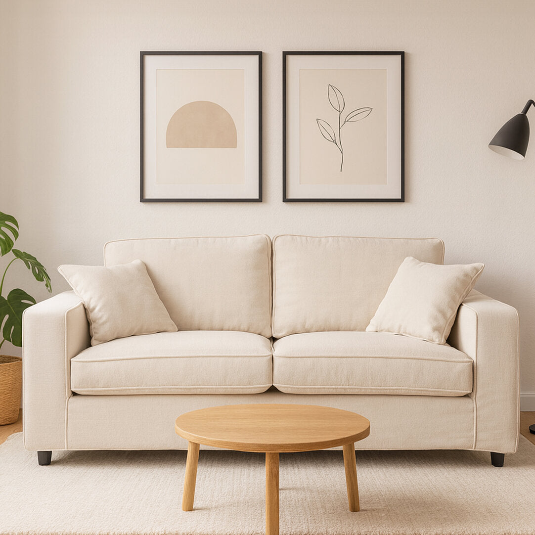 Seville 2 Seat Cream Fabric Sofa