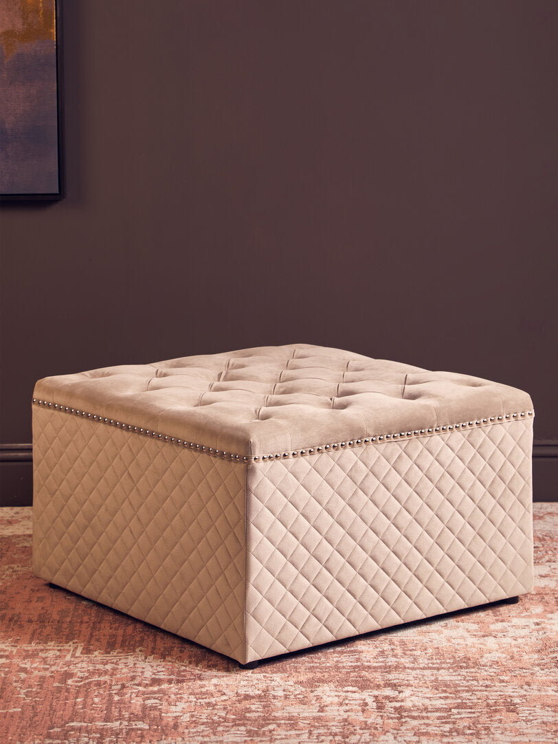 Windsor Square Mink Velvet Ottoman