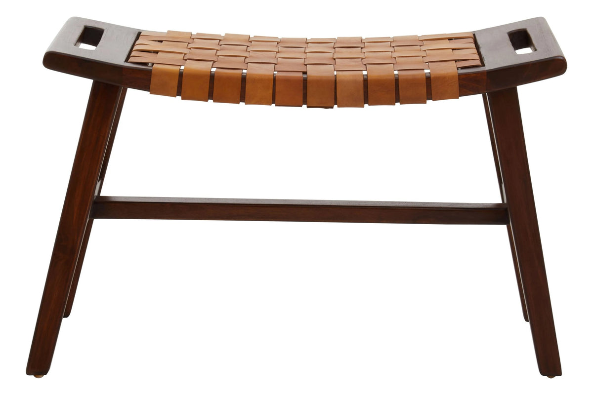 Carlton Tan Leather Lattice Design Stool