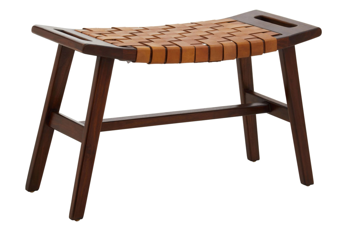 Carlton Tan Leather Lattice Design Stool