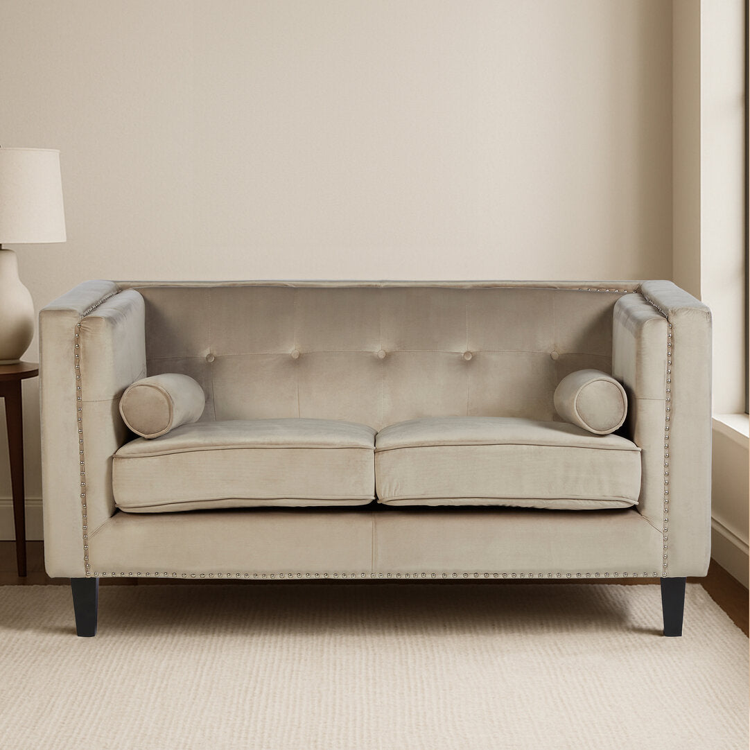 Soho Two Seater Mink Velvet Sofa