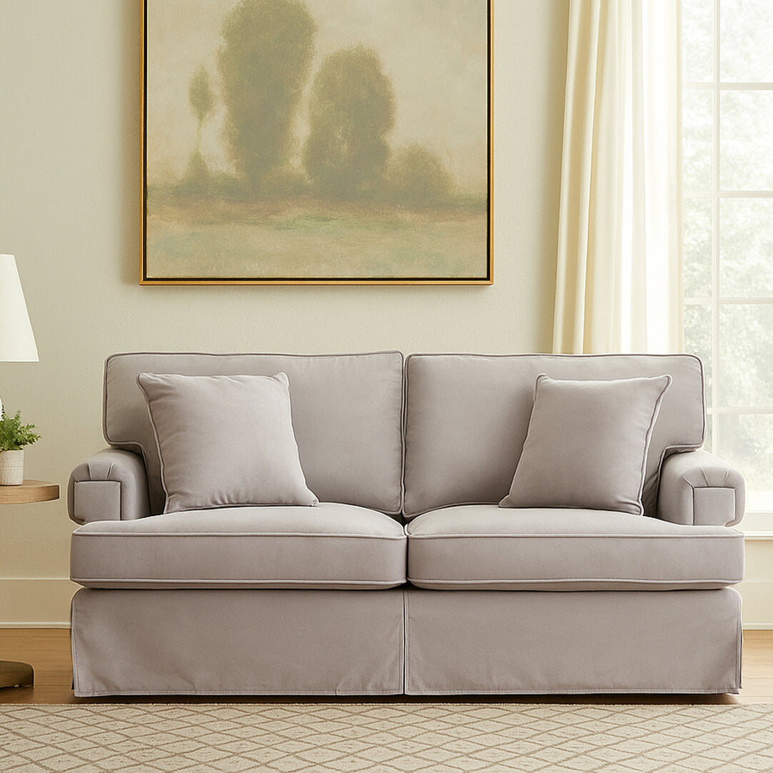 Whitby Two Seat Grey Velvet Sofa