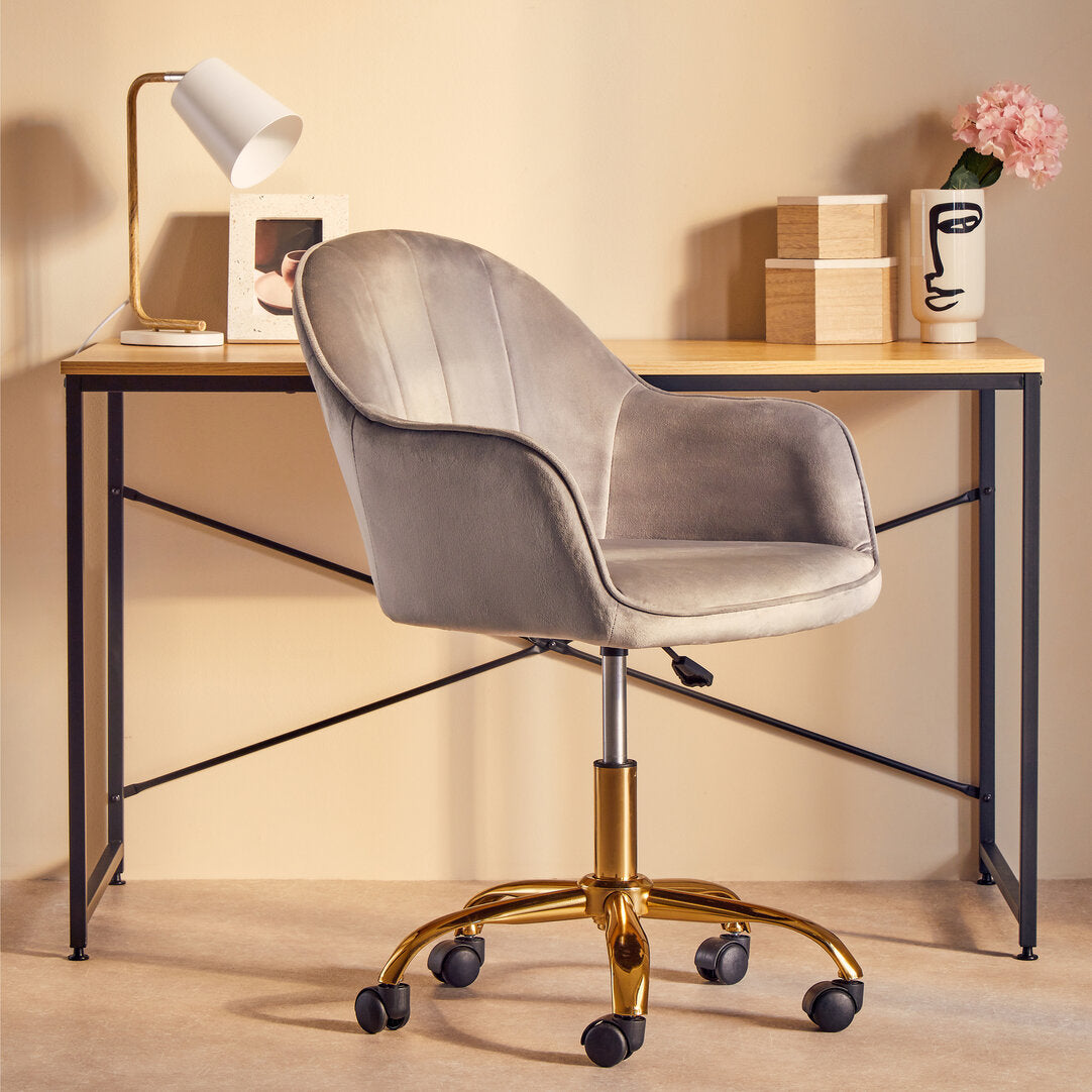 Florence Grey Velvet And Gold Base Home Office Chair