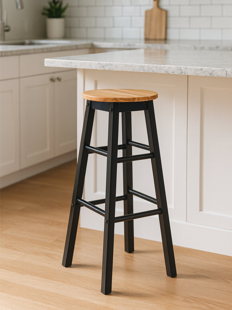 Chester Black and Natural Wood Kitchen or Bar Stool