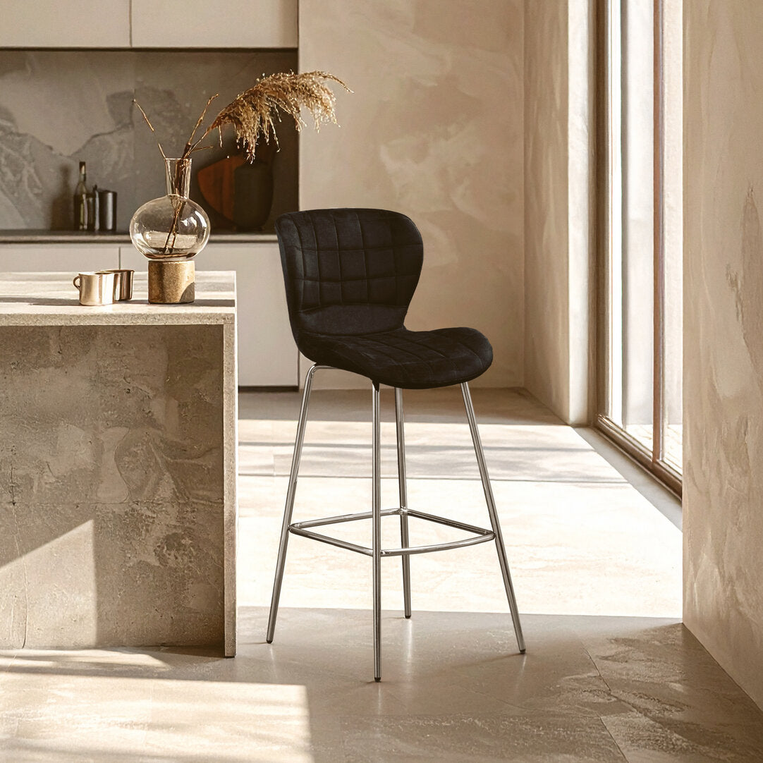 Amalfi Black Velvet Bar Chair