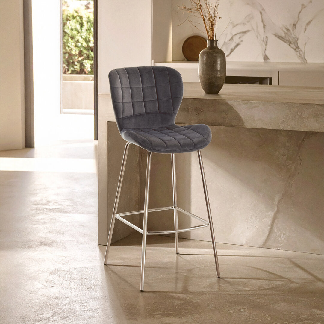 Amalfi Grey Velvet Bar Chair