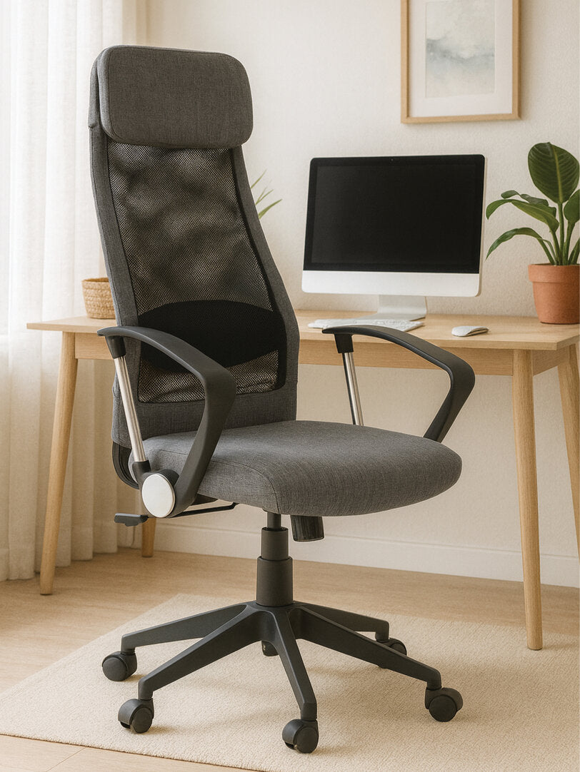 Florence Black Mesh And Grey Fabric Home Office Chair