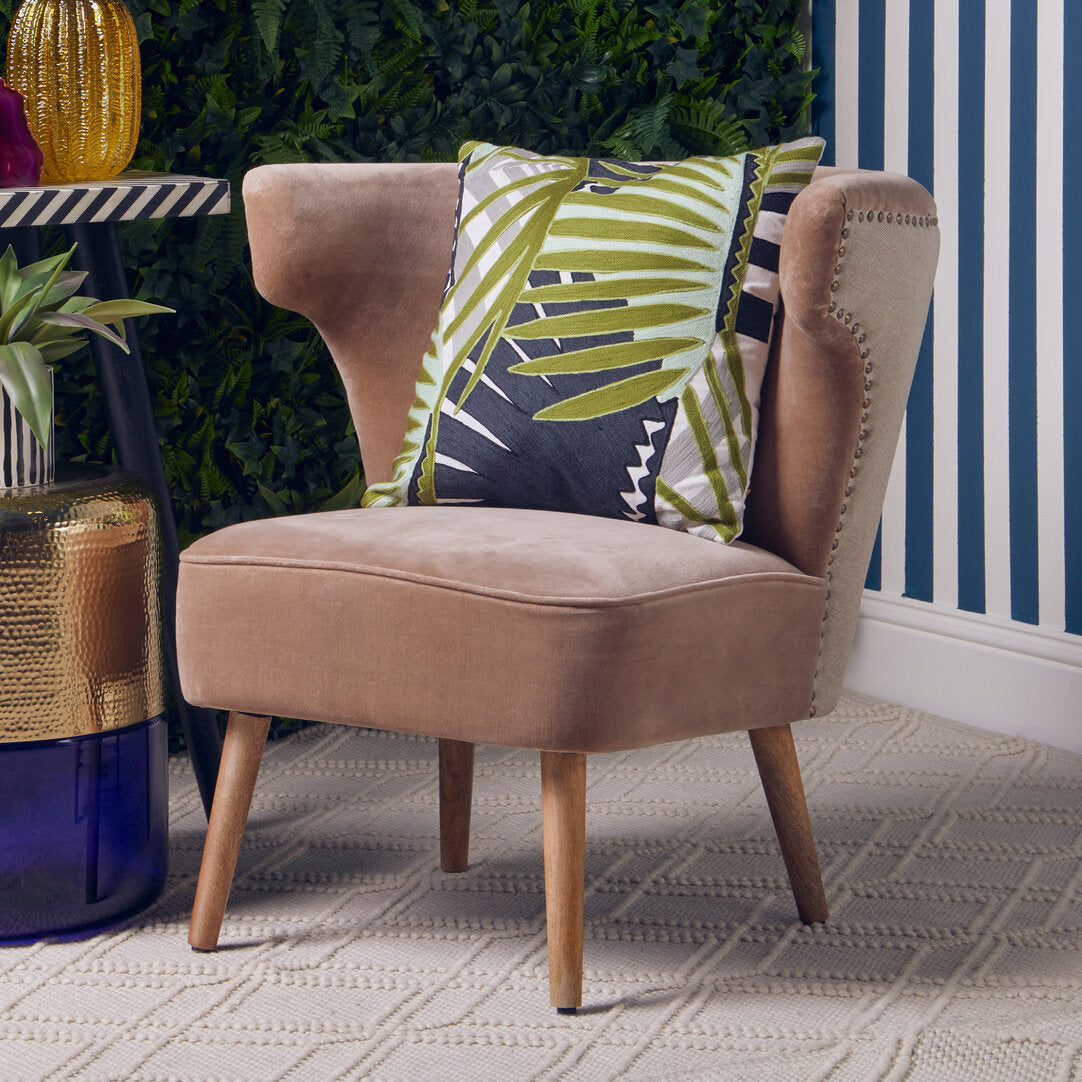 Granada Mink Velvet and Natural Linen Chair