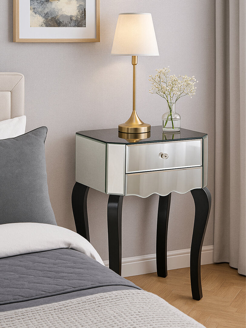 Regent 1 Drawer Mirrored Glass Side Table
