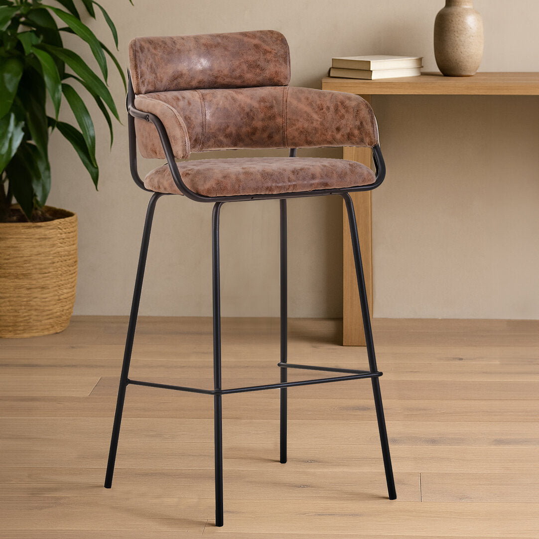 Devon Brown Faux Leather Bar Chair