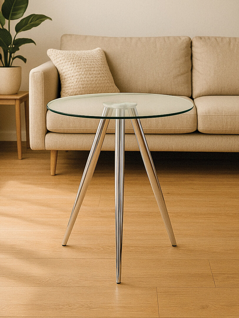 Porto Round Glass Bar Table with Chrome Legs