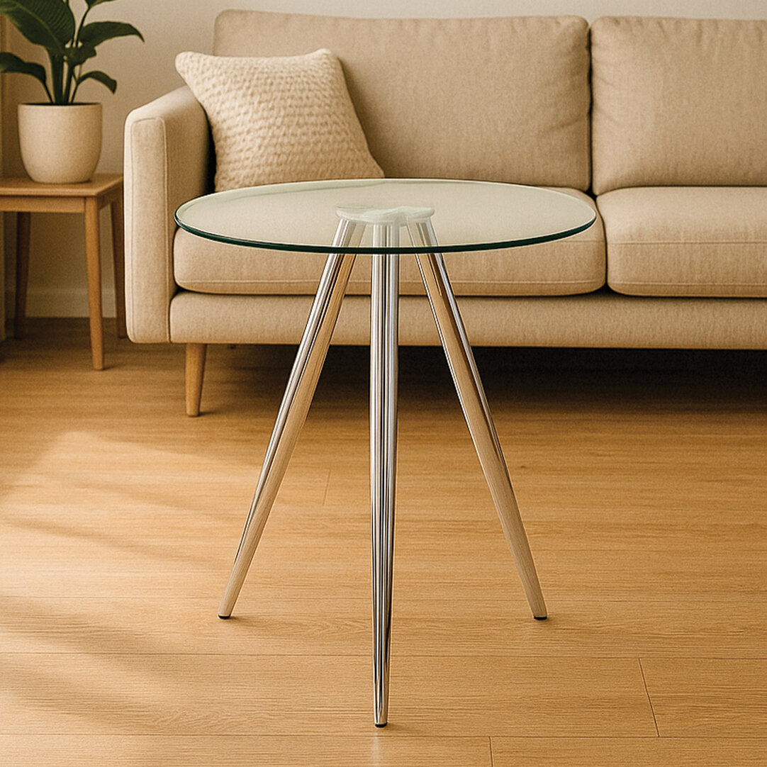 Porto Round Glass Bar Table with Chrome Legs