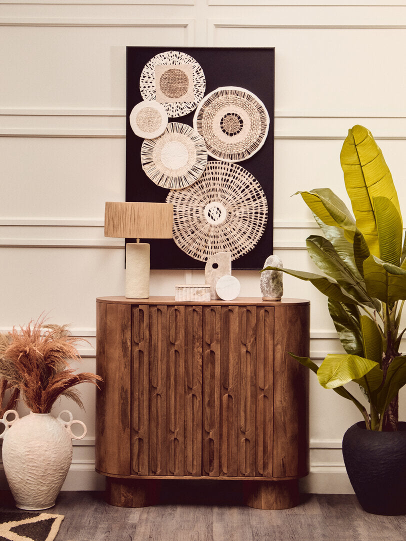 Turin Natural Papier Mache Table Lamp With Natural Raffia Shade