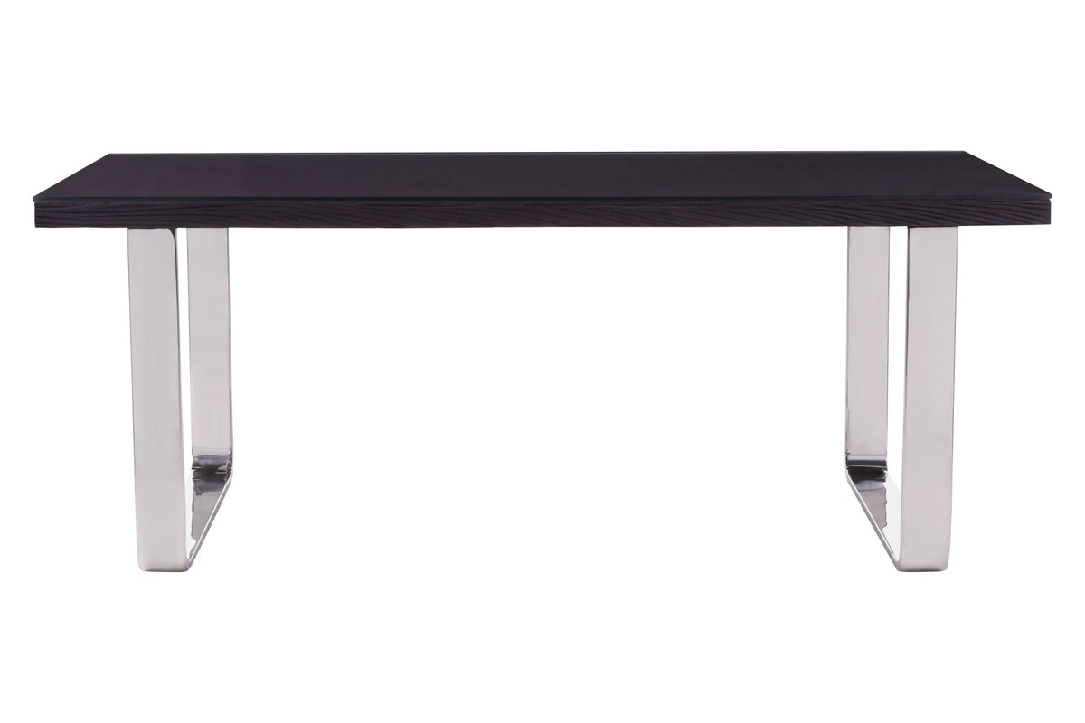 Madison Black Recycled Wood Dining Table with Curved Base
