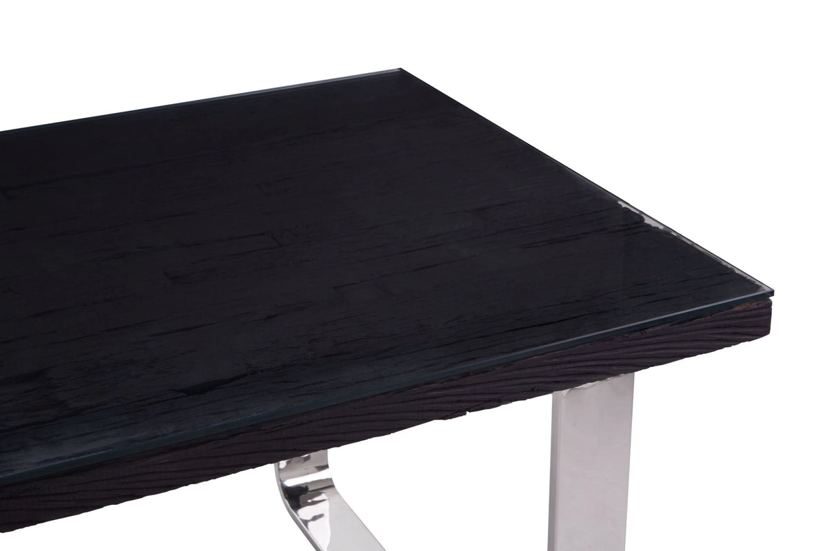 Madison Black Recycled Wood Dining Table with Curved Base