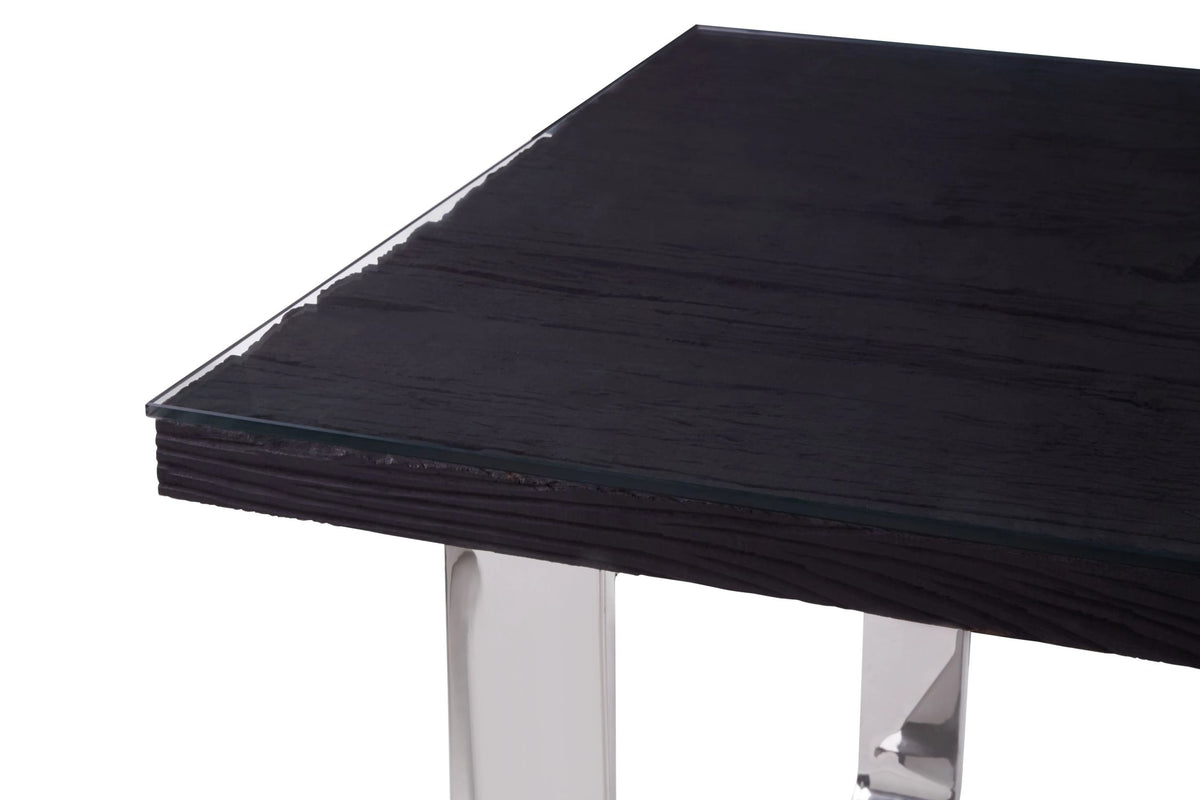 Madison Black Recycled Wood Dining Table with Curved Base