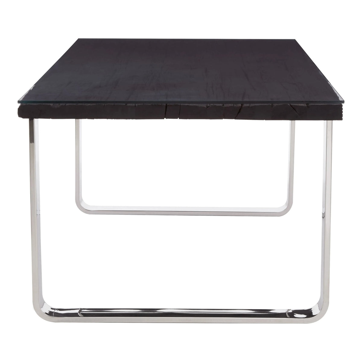 Madison Black Recycled Wood Dining Table with Curved Base