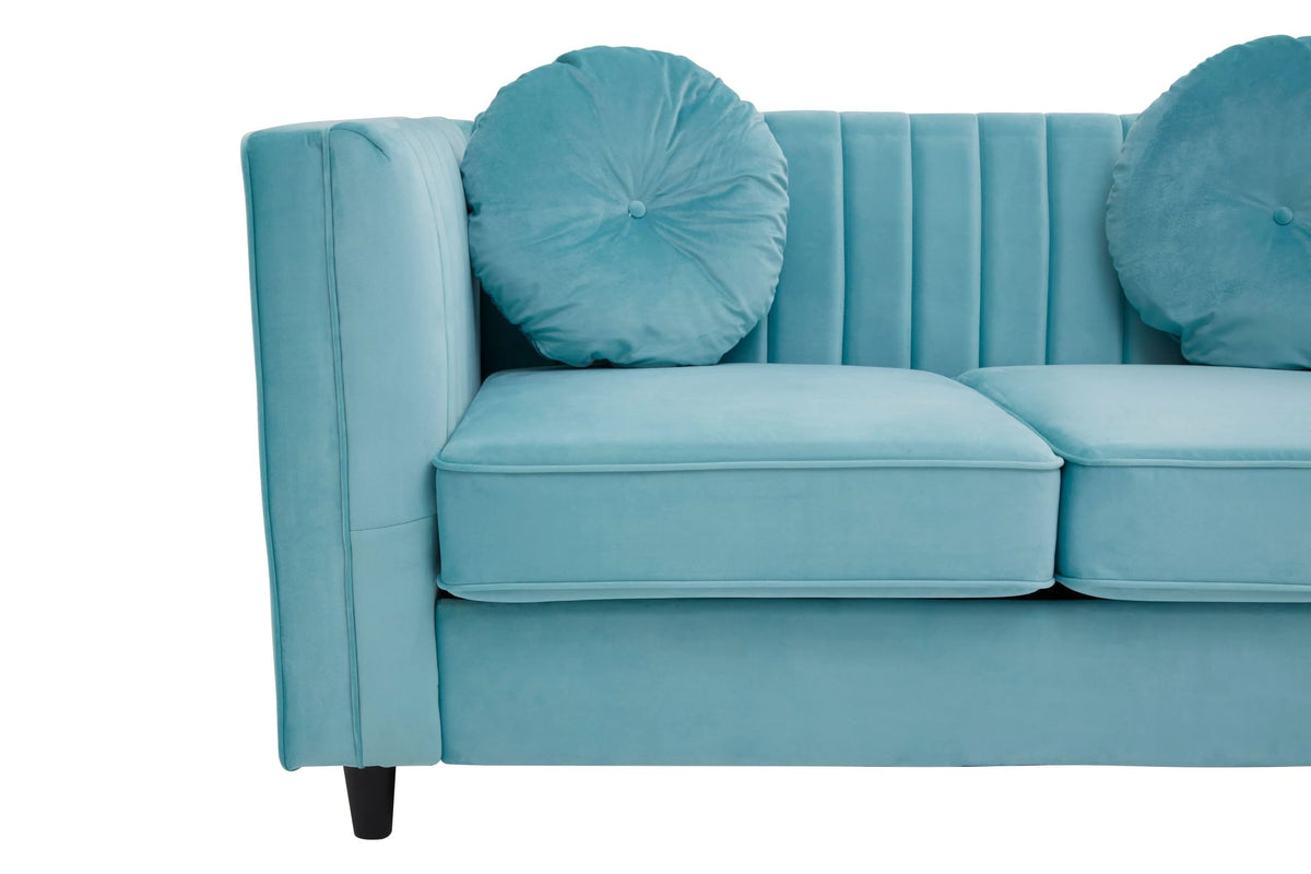 Hudson Two Seat Green Velvet Sofa