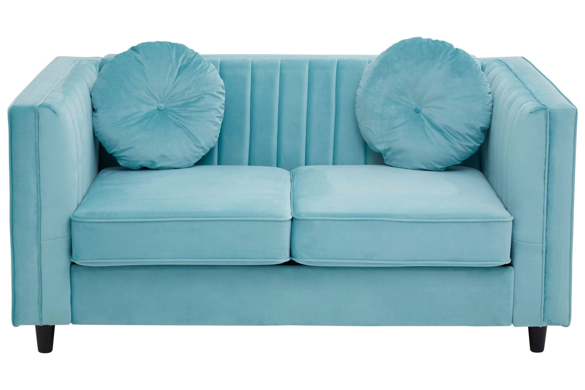 Hudson Two Seat Green Velvet Sofa