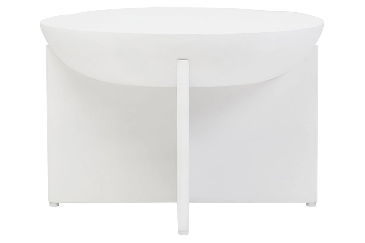 Godalming Whitewash Mango Wood Round Coffee Table