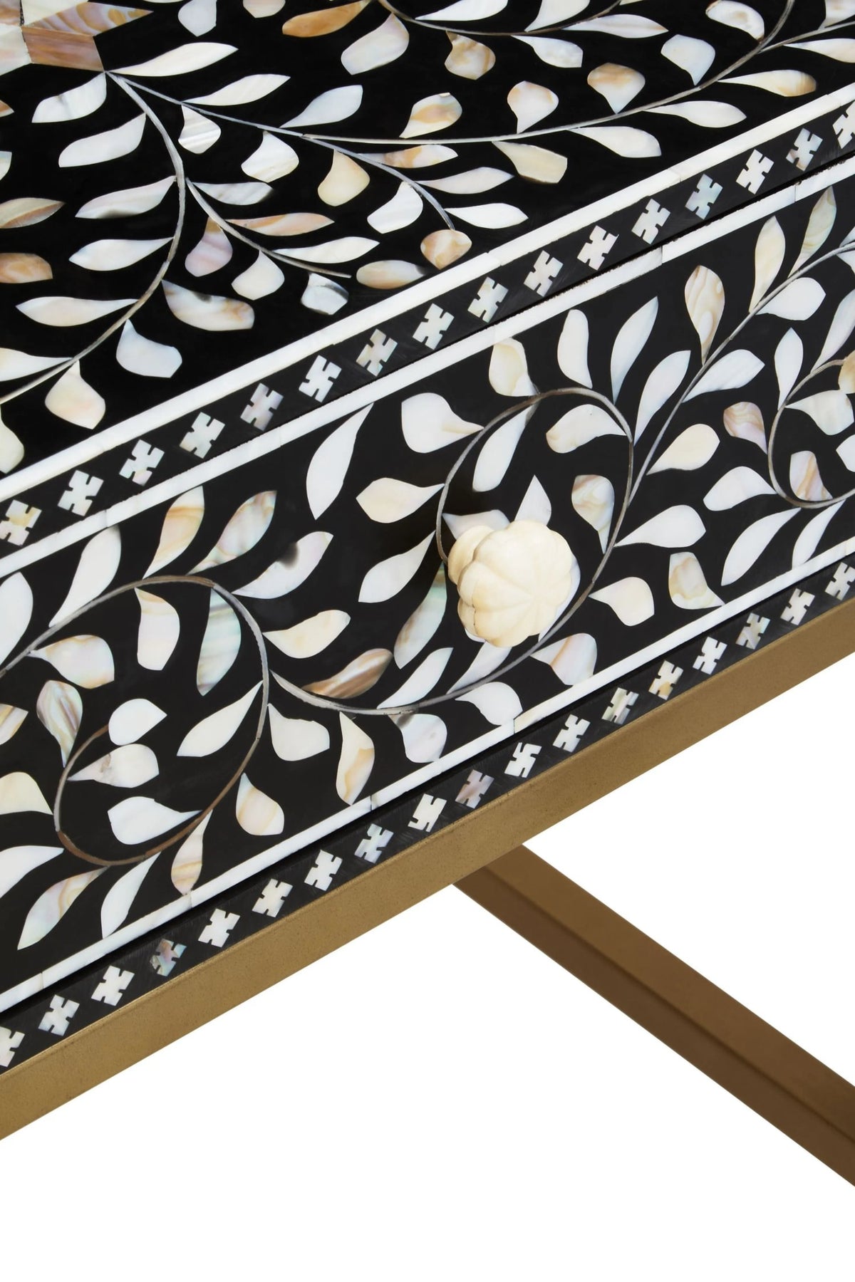 Porto 1 Drawer Side Table with Bone Inlay