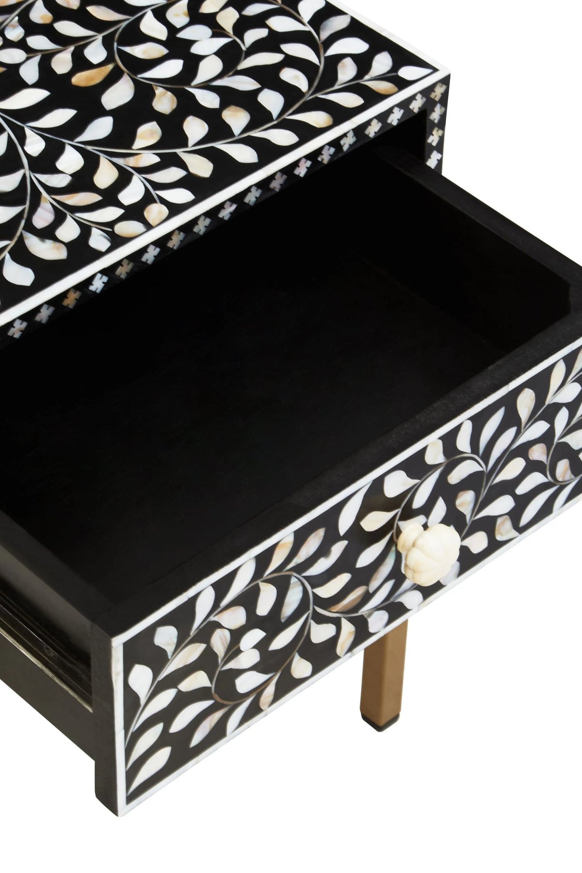Porto 1 Drawer Side Table with Bone Inlay