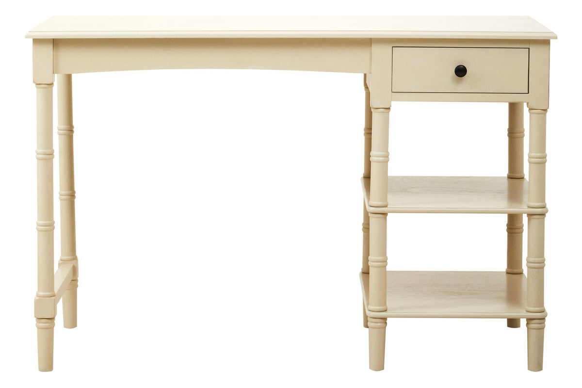 Savoy Ivory Wooden Desk with Drawer and Shelves