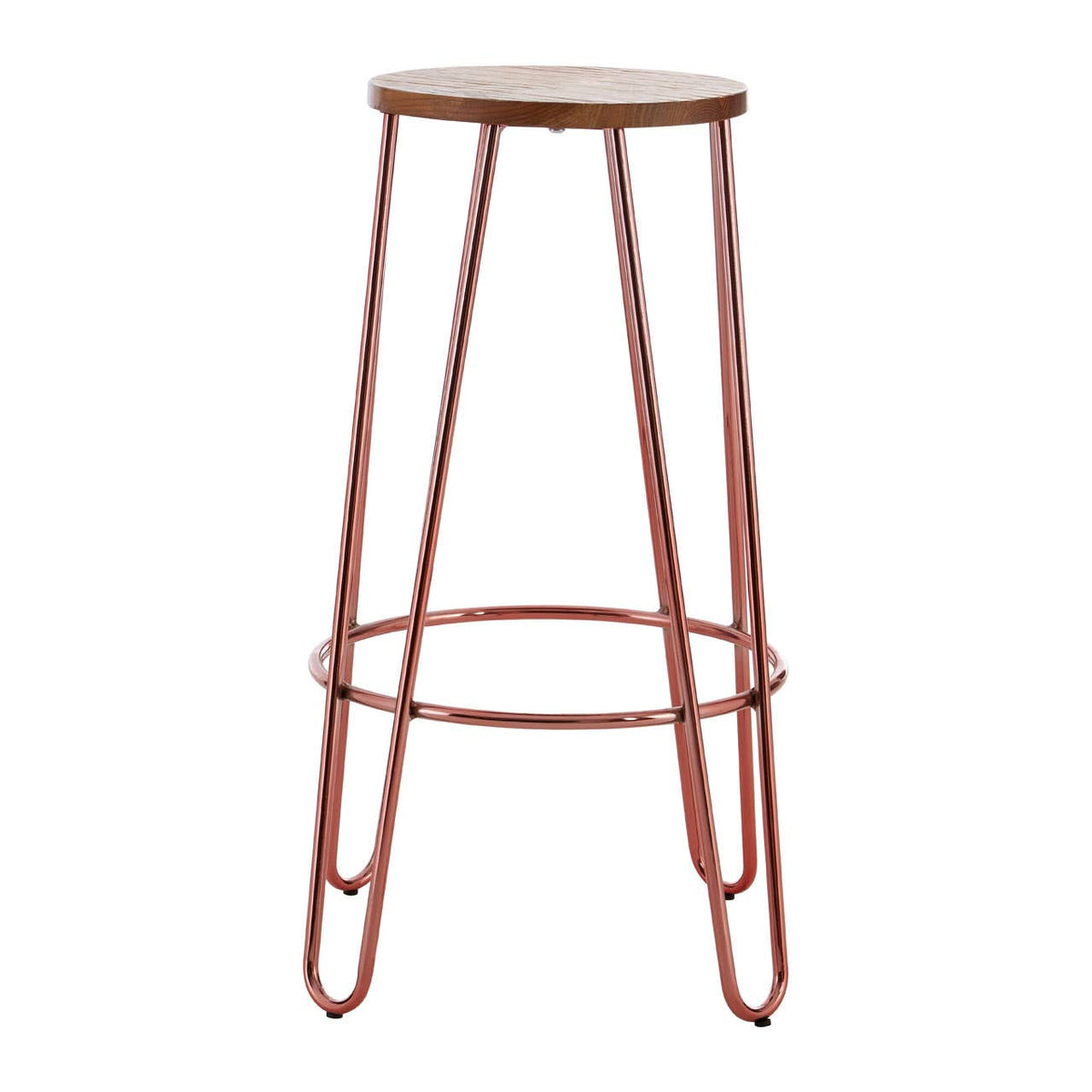 Madison Rose Gold Wooden Top Bar Stool with Metal Legs