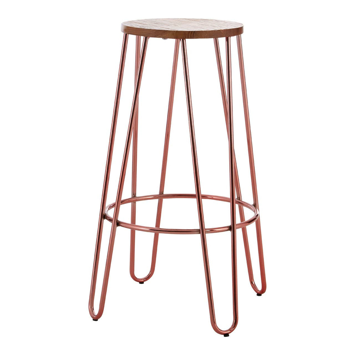Madison Rose Gold Wooden Top Bar Stool with Metal Legs