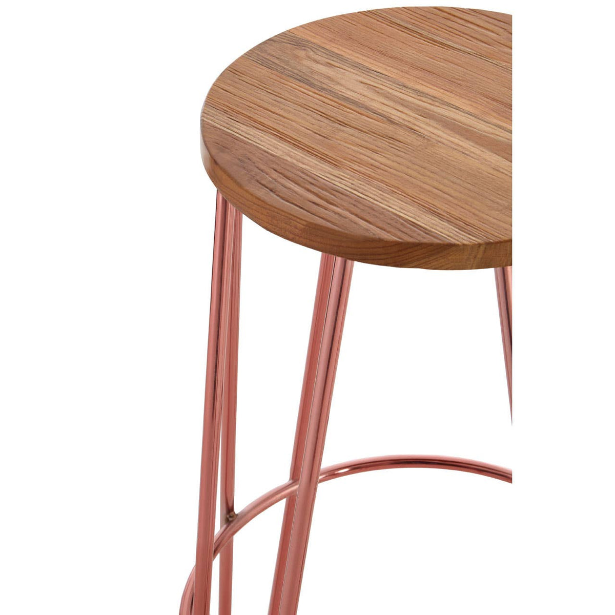 Madison Rose Gold Wooden Top Bar Stool with Metal Legs