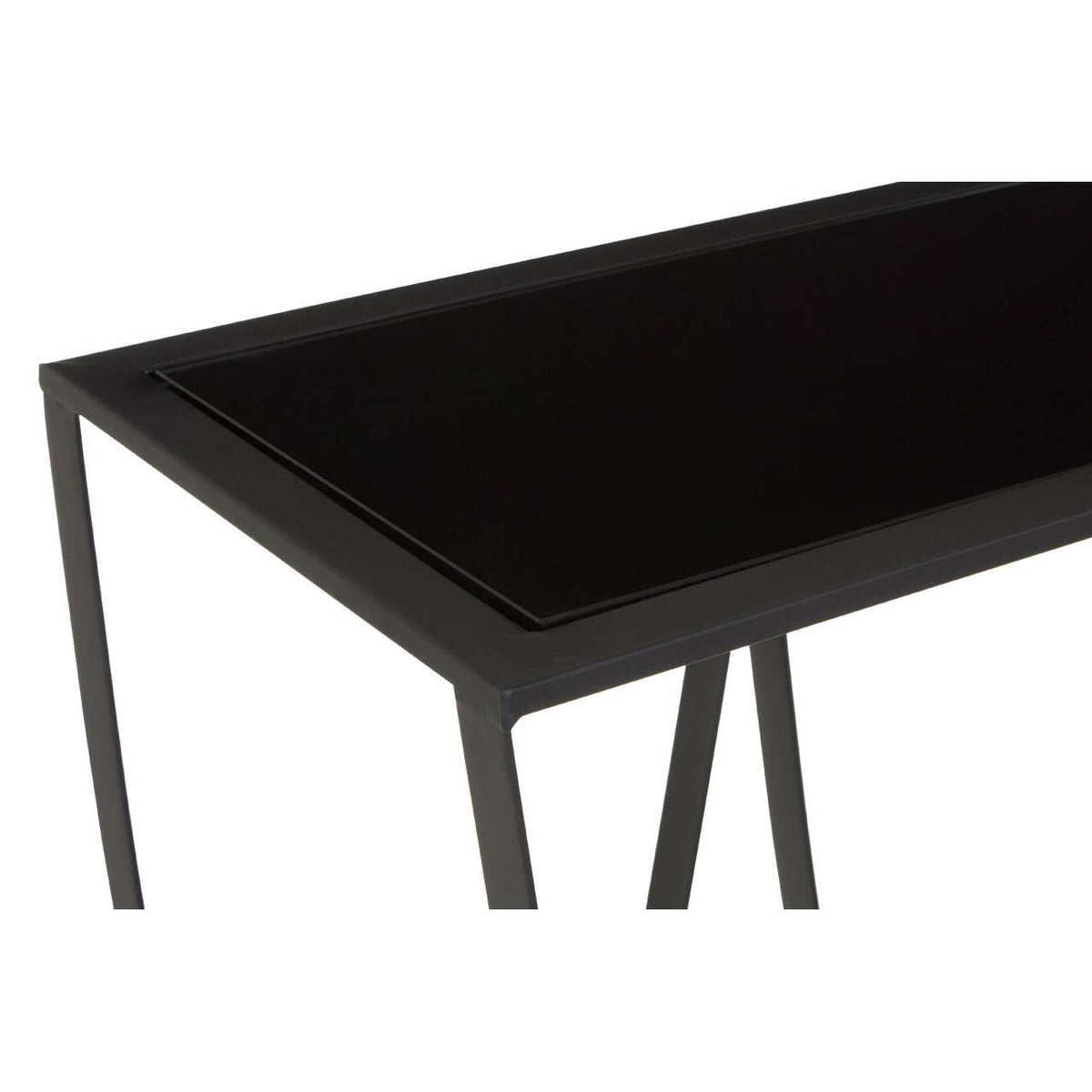 Bath Large Console Table with Black Glass Top