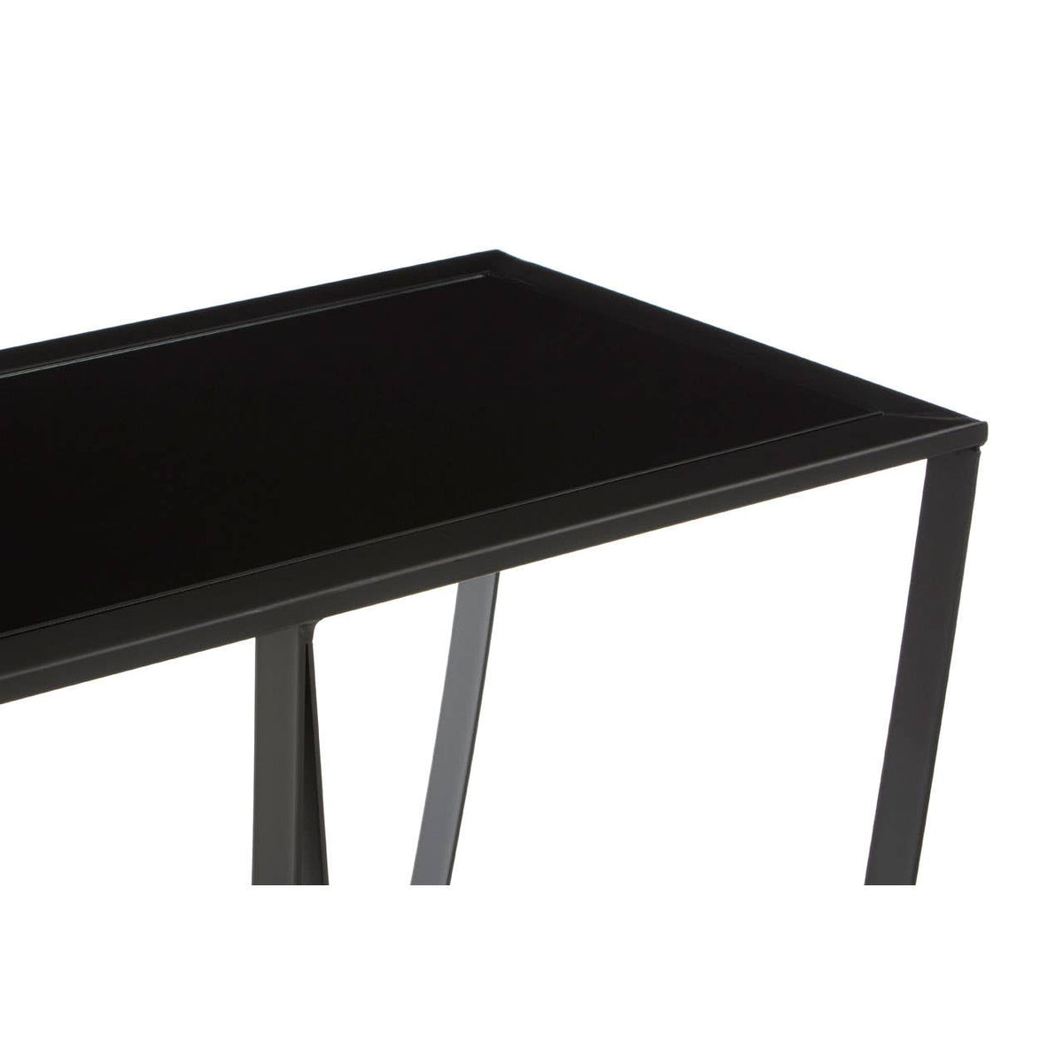 Bath Large Console Table with Black Glass Top