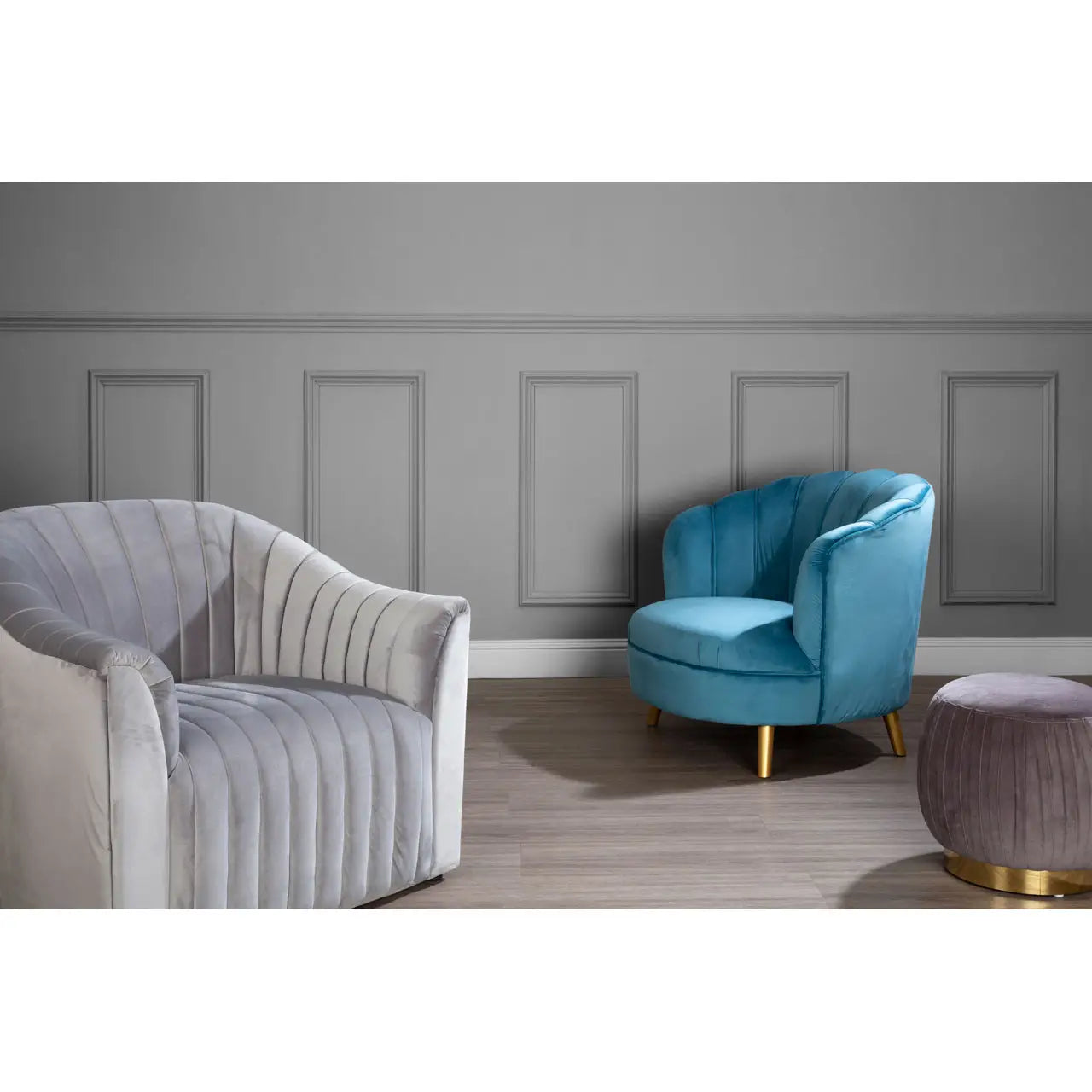 Orlina Velvet Chair With Gold Wood Legs