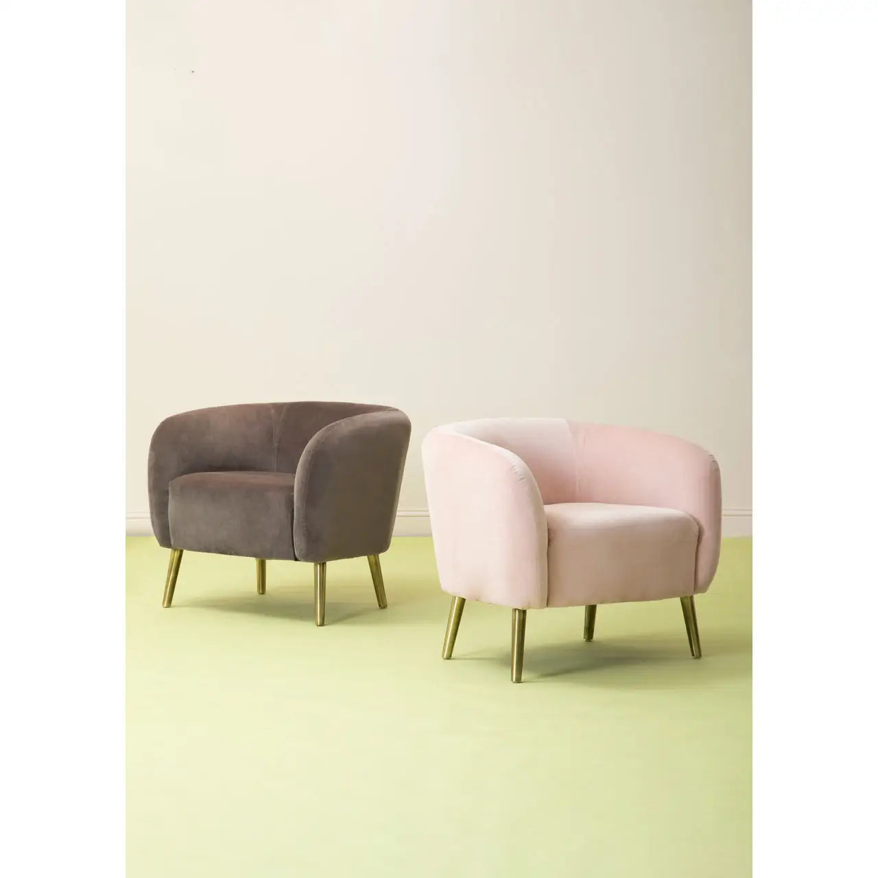 Louxor Grey Velvet Round Armchair