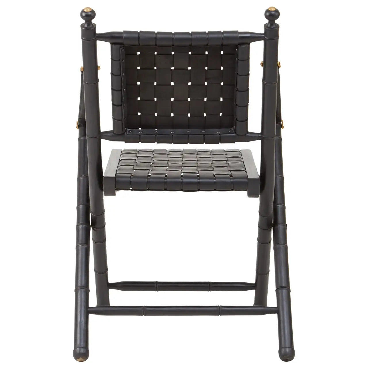 Kendari Strapped Leather And Black Teak Wood Chair