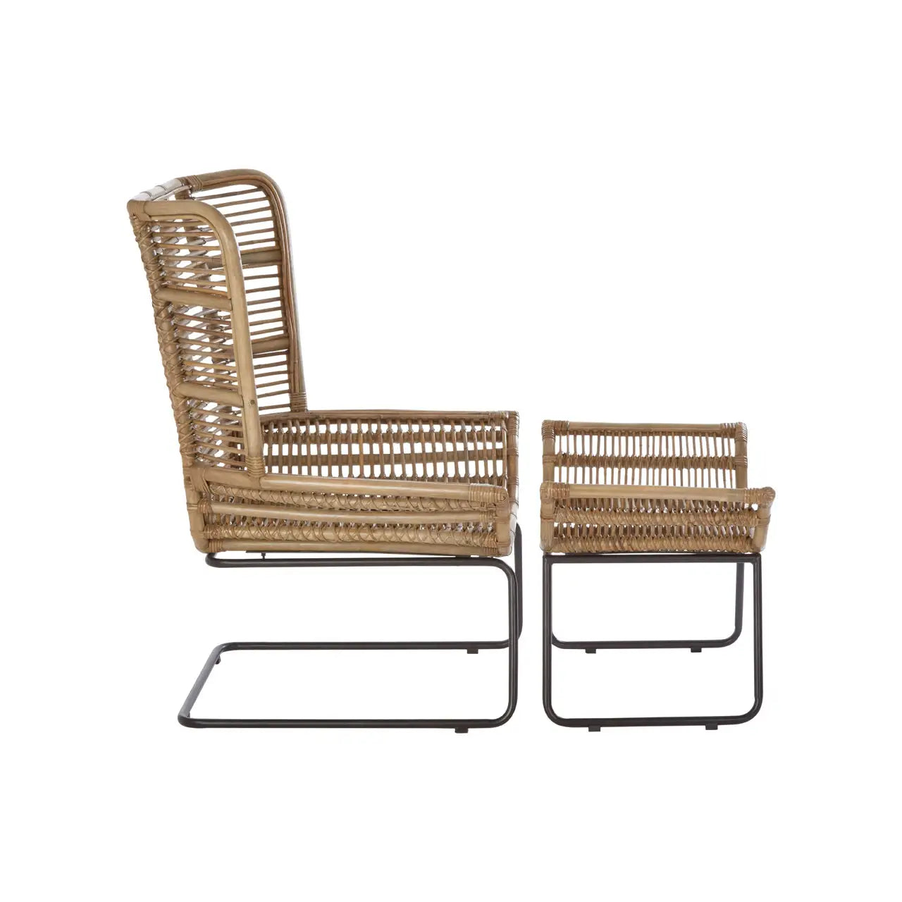 Manado Natural Rattan Lounge Chair And Footstool