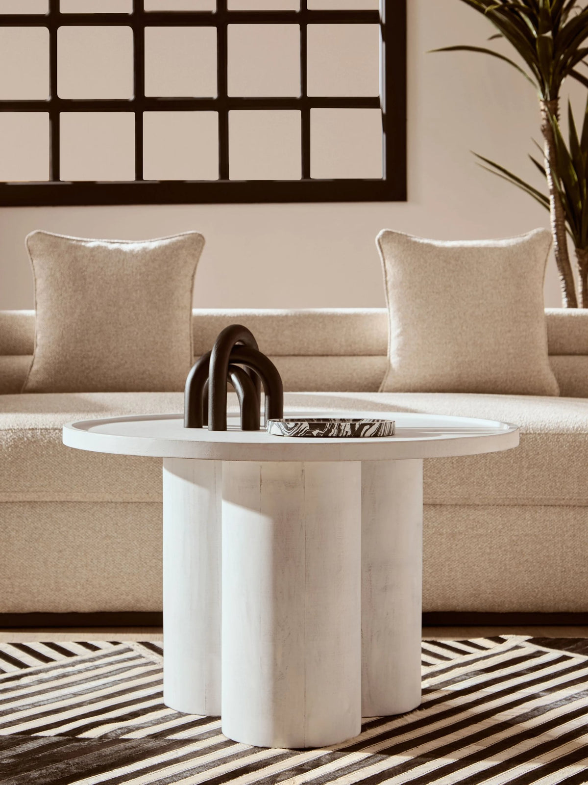 Godalming Whitewash Mango Wood Column Detail Coffee Table