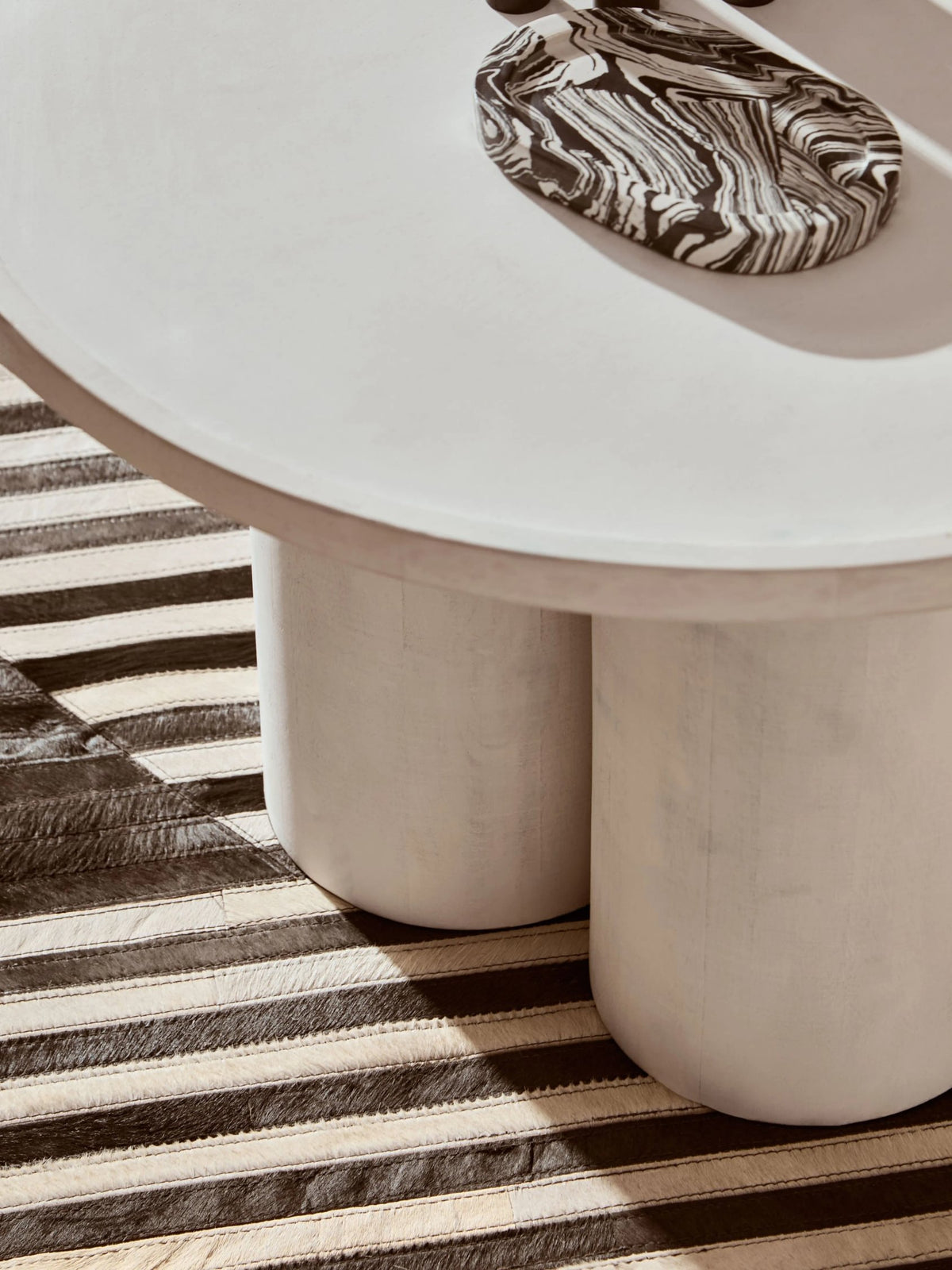 Godalming Whitewash Mango Wood Column Detail Coffee Table