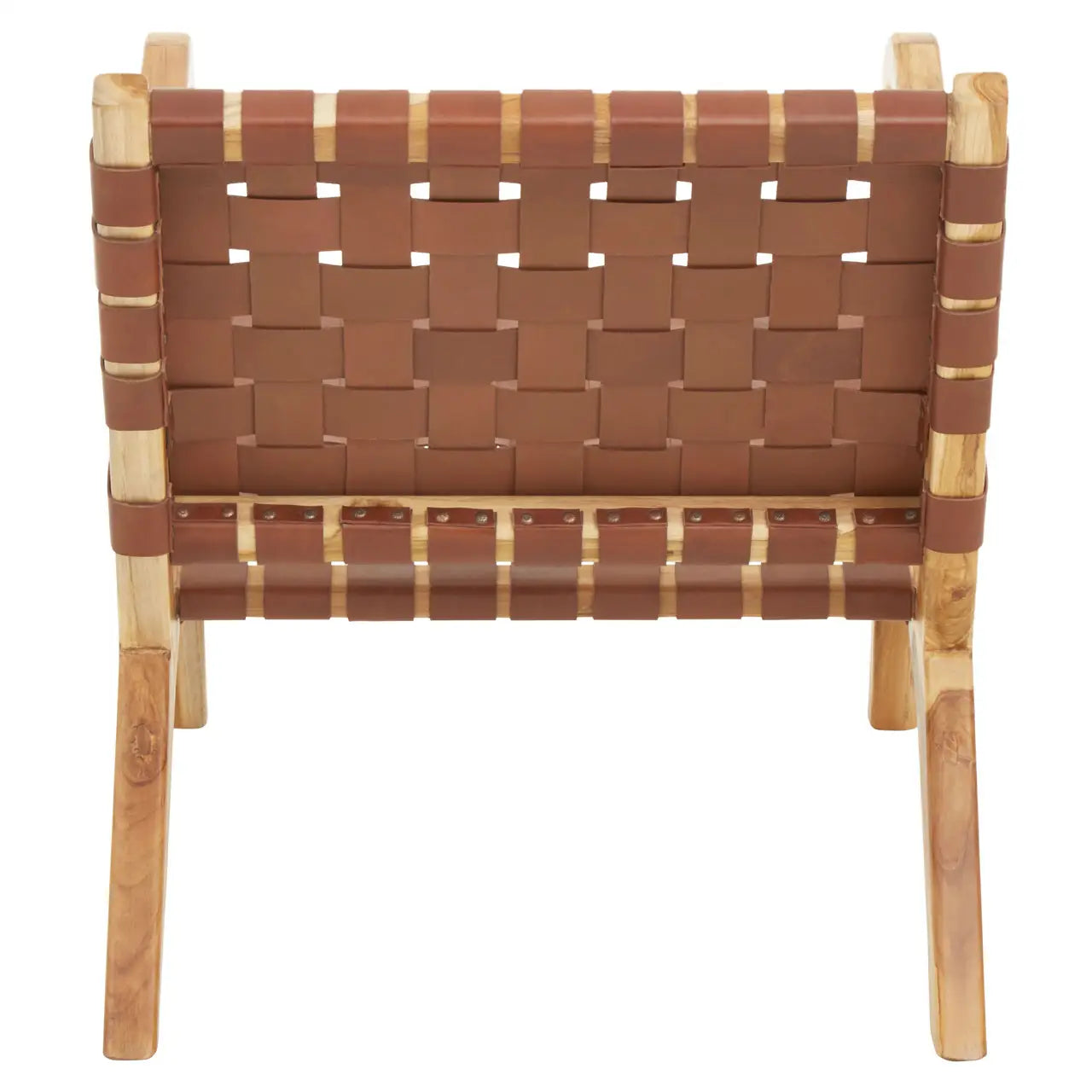Kendari Dark Brown Leather And Teak Chair